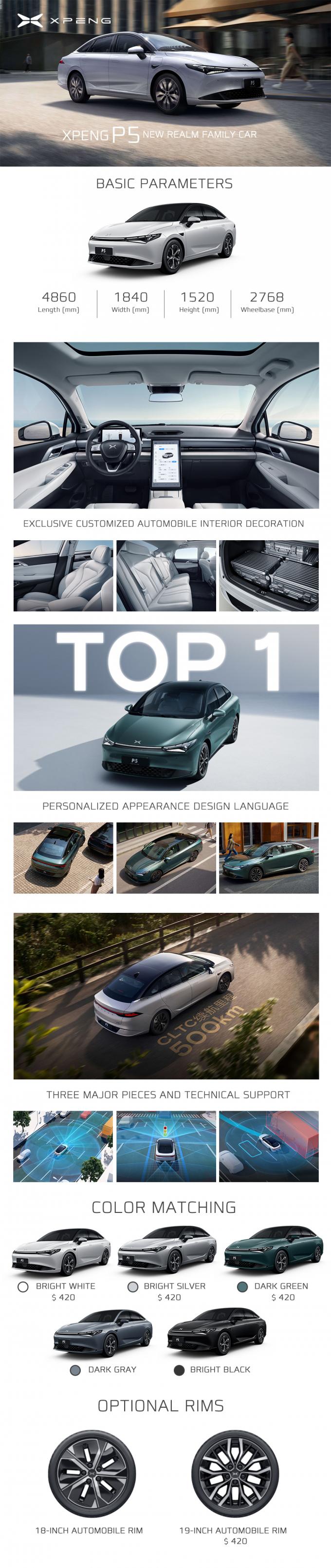 Compacto Sedan Xiaopeng P5 Carro Elétrico 2024 FWD LFP Bateria 5 Portas 5 Assentos 0