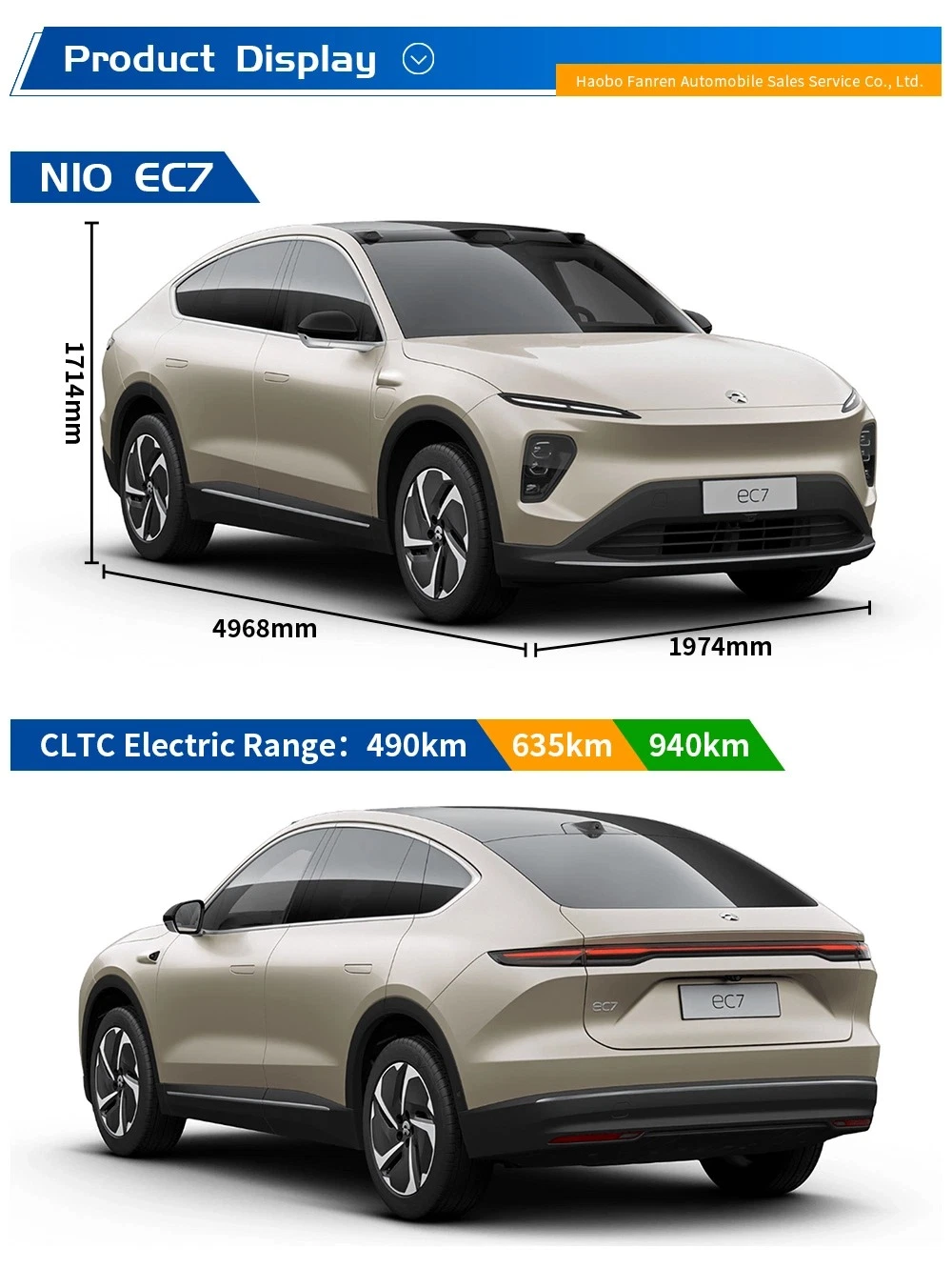 Pure Electric 2024 Nio EC7 SUVs Primeiro Grande Carro 100kwh 635km 0